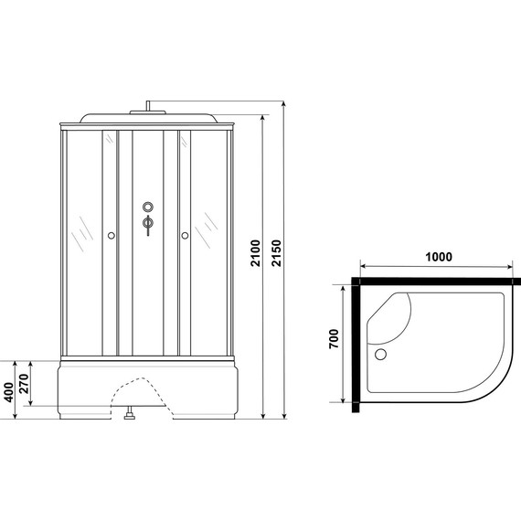 Душевая кабина Niagara Eco 100x70 см E100/70/40L/TN, серебро/тонированное (безсиликоновая сборка) - фото 14