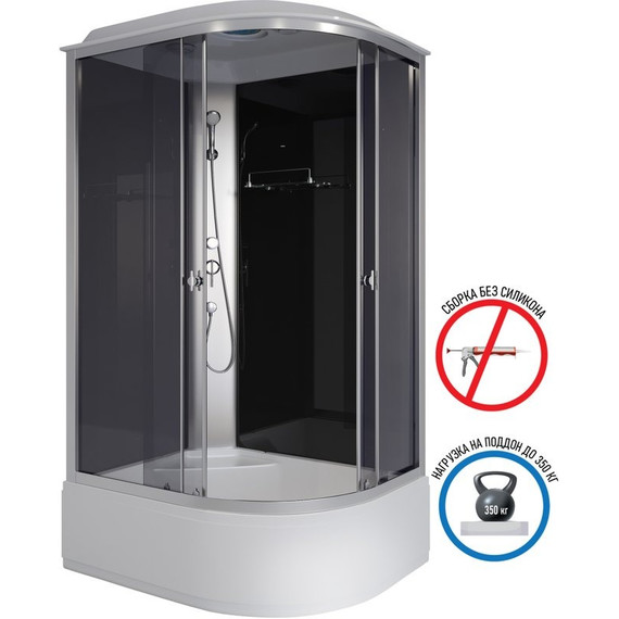 Душевая кабина Niagara Eco 100x70 см E100/70/40L/TN, серебро/тонированное (безсиликоновая сборка) - фото 