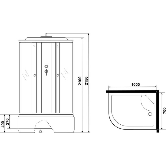 Душевая кабина Niagara Eco 100x70 см E100/70/40R/TN, серебро/тонированное (безсиликоновая сборка) - фото 14