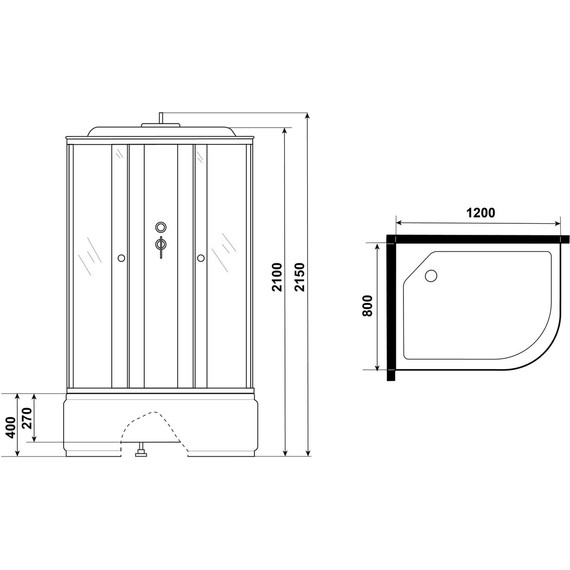 Душевая кабина Niagara Eco 120x80 см E120/80/40L/TN, серебро/тонированное (безсиликоновая сборка) - фото 11