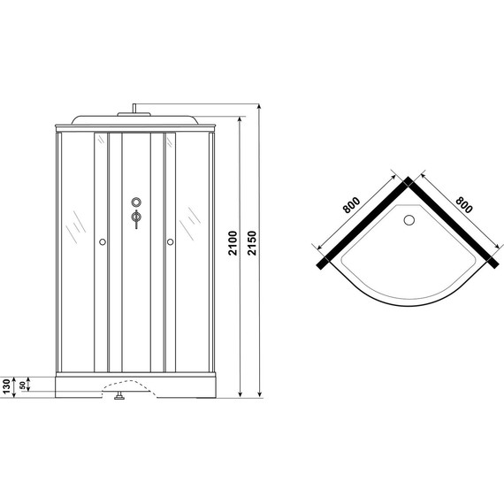 Душевая кабина Niagara Eco 80x80 см E80/13/MT, хром матовый/матовое (безсиликоновая сборка) - фото 17