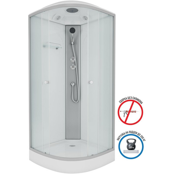 Душевая кабина Niagara Eco 80x80 см E80/13/MT, хром матовый/матовое (безсиликоновая сборка) - фото 