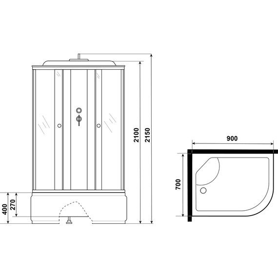 Душевая кабина Niagara Eco 90x70 см E90/70/40L/TN, серебро/тонированное (безсиликоновая сборка) - фото 14