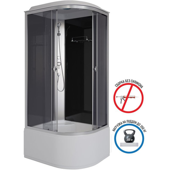 Душевая кабина Niagara Eco 90x70 см E90/70/40L/TN, серебро/тонированное (безсиликоновая сборка) - фото 