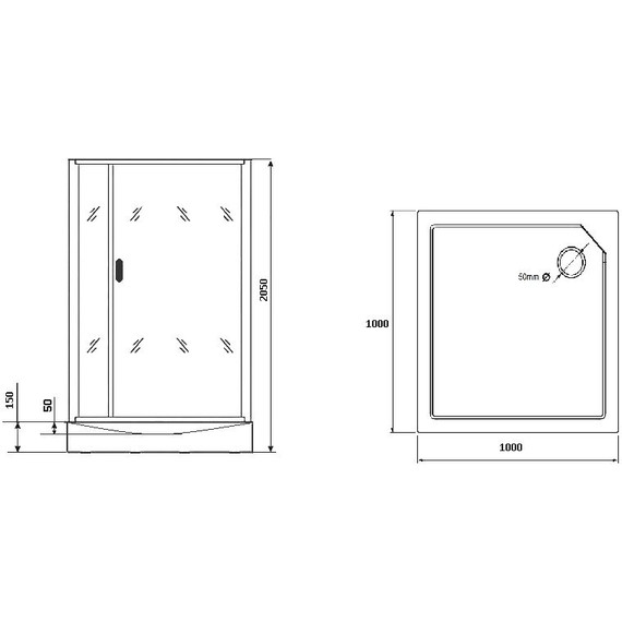 Душевое кабина Grossman Classic 100x100 см GR270QR, чёрный/узор - фото 7