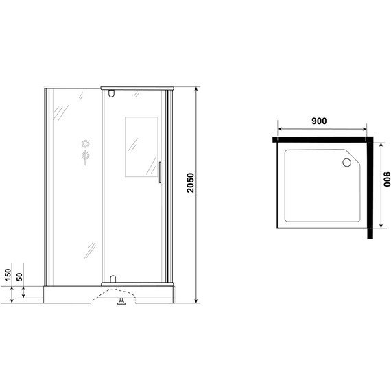 Душевое кабина Grossman Classic 90x90 см GR271QL, чёрный/узор - фото 7