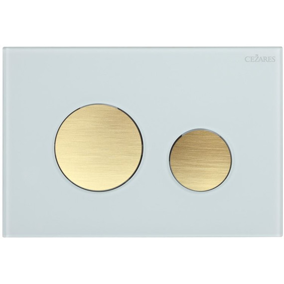 Кнопка смыва Cezares Lux LUX-GB-BORO-C, брашированное золото/белое стекло - фото 