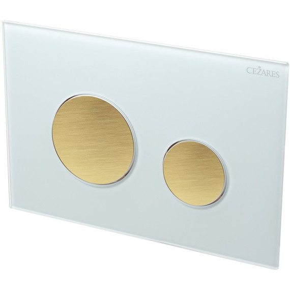 Кнопка смыва Cezares Lux LUX-GB-BORO-C, брашированное золото/белое стекло - фото 2