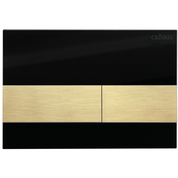 Кнопка смыва Cezares Lux LUX-GN-1-BORO, брашированное золото/чёрное стекло - фото 