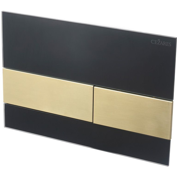 Кнопка смыва Cezares Lux LUX-GN-1-BORO, брашированное золото/чёрное стекло - фото 2