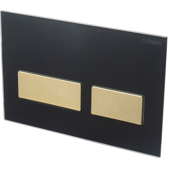 Кнопка смыва Cezares Lux LUX-GN-2-BORO, брашированное золото/чёрное стекло - фото 3