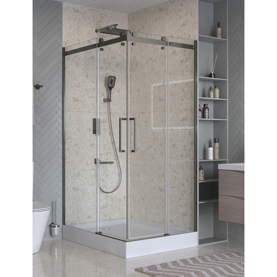 Душевое ограждение BelBagno 120x90 см MARINO-2-AH-2-120/90-C-GM, оружейная сталь/прозрачное - фото 4