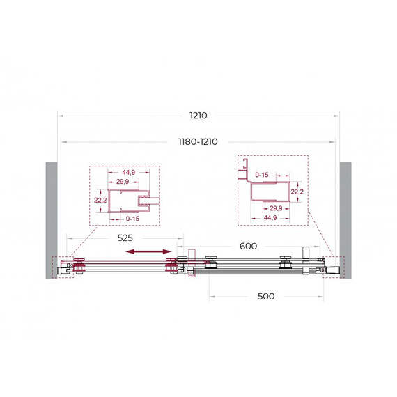 Душевая дверь BelBagno 120 см MARINO-2-BF-1-120-C-GM, оружейная сталь/прозрачное - фото 7