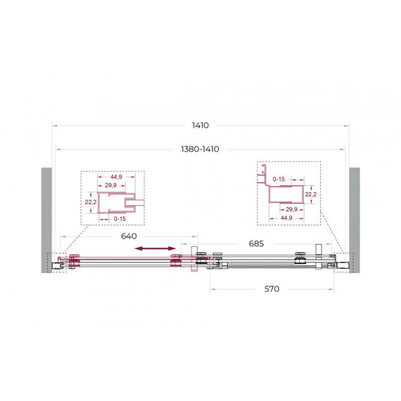 Душевая дверь BelBagno 140 см MARINO-2-BF-1-140-C-CR, хром/прозрачное - фото 7