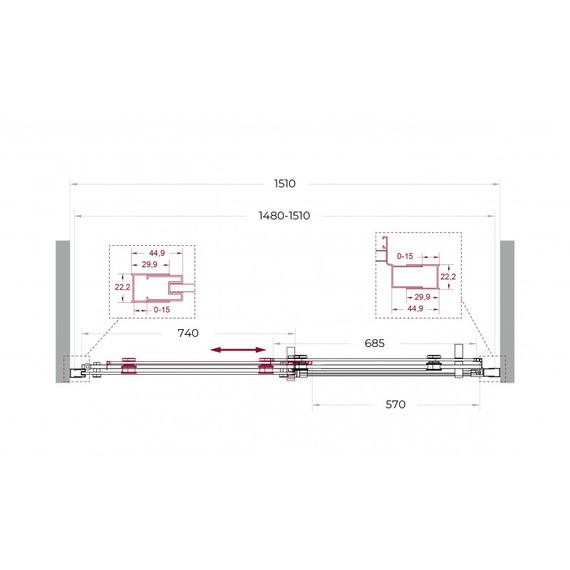 Душевая дверь BelBagno 150 см MARINO-2-BF-1-150-C-GM, оружейная сталь/прозрачное - фото 7