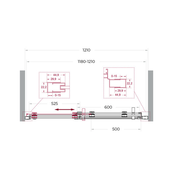Душевая дверь BelBagno 120 см MARINO-2-BF-1-120-C-GM, оружейная сталь/прозрачное - фото 6