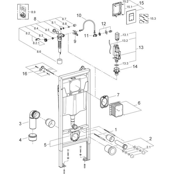 Инсталляция для подвесного унитаза Grohe Rapid SL 38772001 с кнопкой смыва никель матовый 38732EN0, Цвет производителя: никель матовый - фото 8