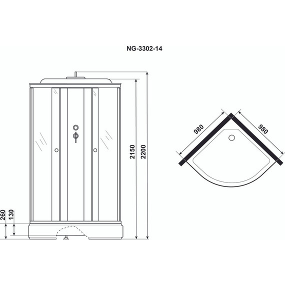 Душевая кабина Niagara Classic 100x100 см NG-3302-14, хром/матовое - фото 9