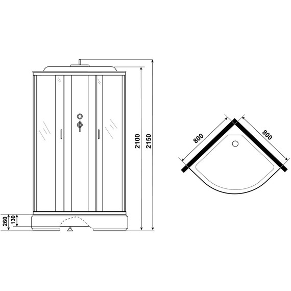 Душевая кабина Niagara Classic 80x80 см NG-3503-14, хром/тонированное (безсиликоновая сборка) - фото 12
