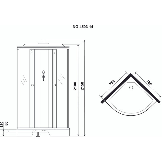 Душевая кабина Niagara Eco 80x80 см NG-4503-14, хром матовый/узор (безсиликоновая сборка) - фото 3