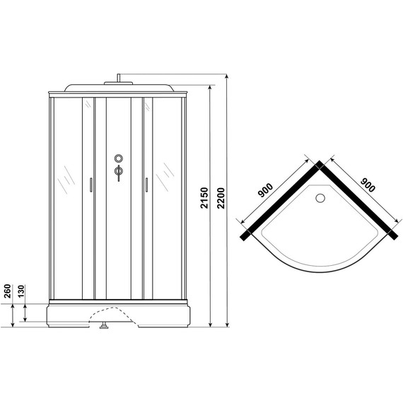 Душевая кабина Niagara Classic 90x90 см NG-6501-14, чёрный/тонированное (безсиликоновая сборка) - фото 16