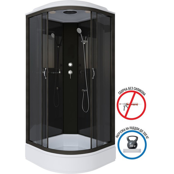 Душевая кабина Niagara Classic 90x90 см NG-6501-14, чёрный/тонированное (безсиликоновая сборка) - фото 