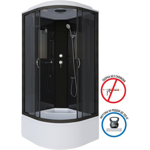 Душевая кабина Niagara Classic 90x90 см NG-6508-14, чёрный/тонированное (безсиликоновая сборка) - фото 