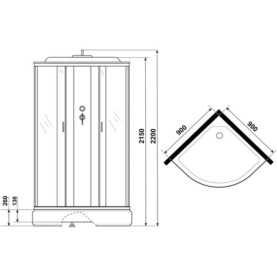 Душевая кабина Niagara Classic 90x90 см NG-6701-14, чёрный/прозрачное (безсиликоновая сборка) - фото 10