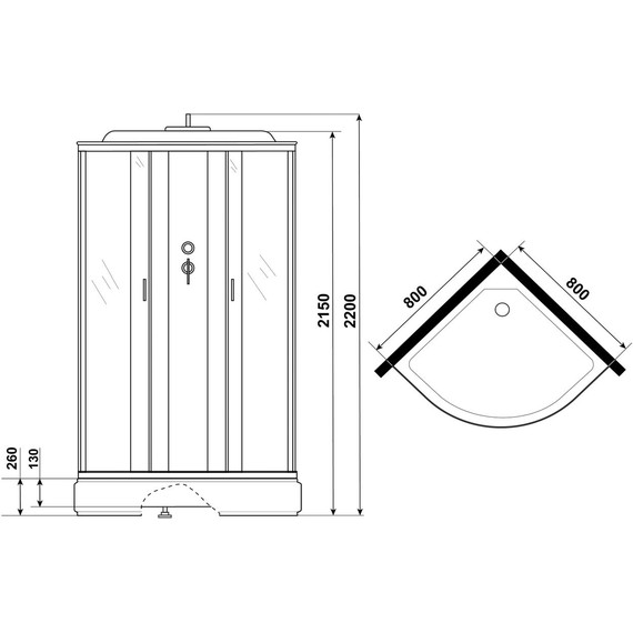 Душевая кабина Niagara Classic 80x80 см NG-6703-14, чёрный/прозрачное (безсиликоновая сборка) - фото 13