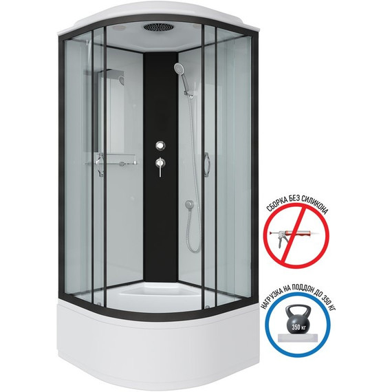 Душевая кабина Niagara Classic 90x90 см NG-6708-14, чёрный/прозрачное (безсиликоновая сборка) - фото 