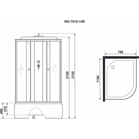 Душевая кабина Niagara Eco 120x80 см NG-7510-14R, серебро/узор (безсиликоновая сборка) - фото 4
