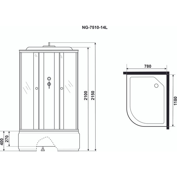 Душевая кабина Niagara Eco 120x80 см NG-7510-14L, серебро/узор (безсиликоновая сборка) - фото 3