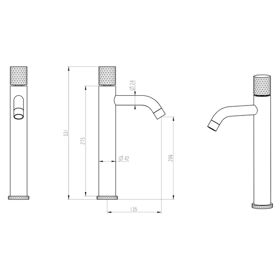 Смеситель для раковины высокий Boheme Stick 122-BRB, брашированная бронза - фото 2