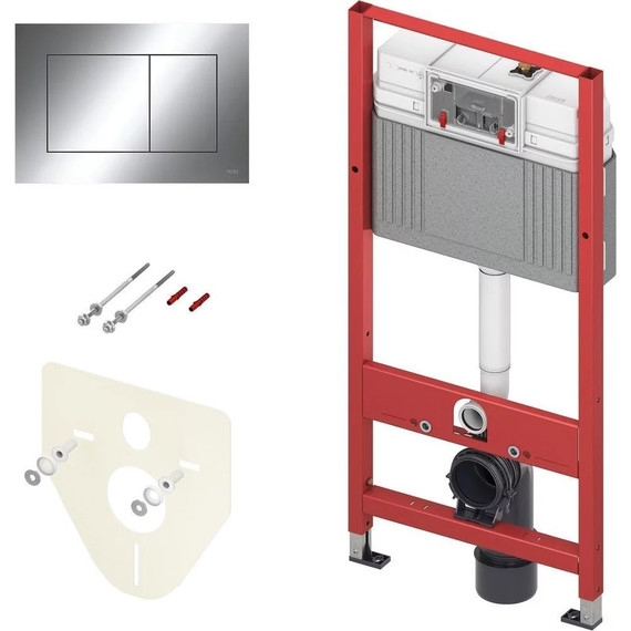 Инсталляция с подвесным унитазом комплект: TECEbase 2.0 9400412 с подвесным безободковым унитазом BelBagno Uno BB3105CHR/SC сиденье микролифт, крепление, кнопка смыва хром глянцевый - фото 3