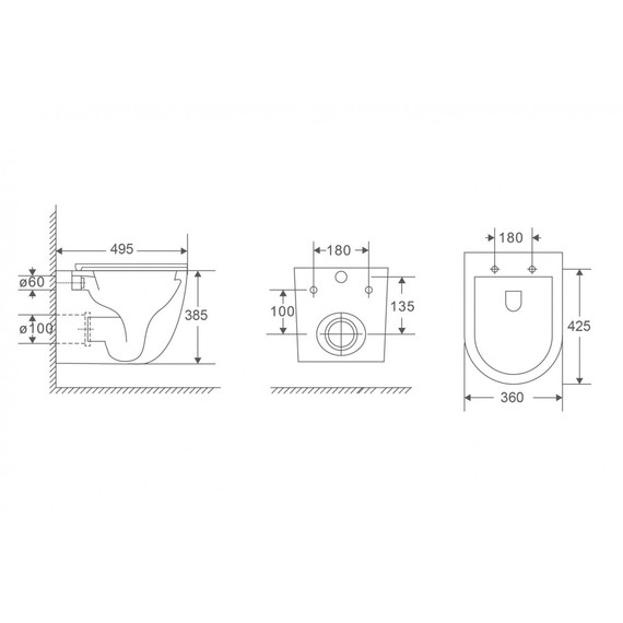 Унитаз подвесной безободковый Abber Bequem AC1131TC с тонкой крышкой микролифт (Система смыва торнадо) - фото 6