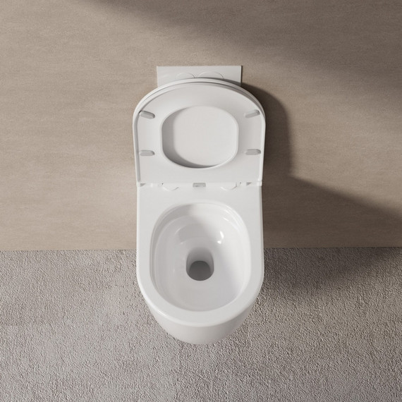 Унитаз подвесной безободковый Abber Bequem AC1132TC с тонкой крышкой микролифт (Система смыва торнадо) - фото 2