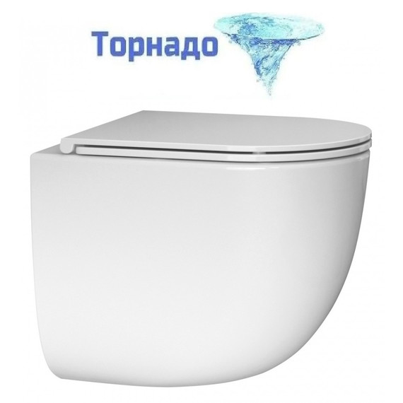 Унитаз подвесной безободковый Abber Bequem AC1132TC с тонкой крышкой микролифт (Система смыва торнадо) - фото 