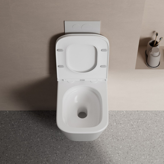 Унитаз подвесной безободковый Abber Rechteck AC1219TC с тонкой крышкой микролифт (Система смыва торнадо) - фото 2