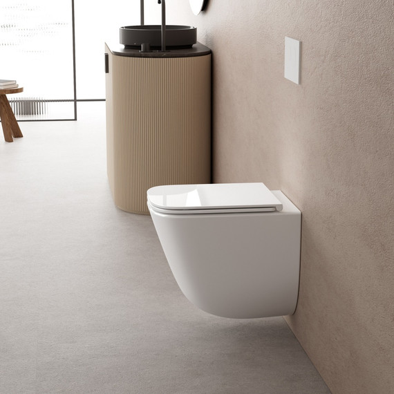 Унитаз подвесной безободковый Abber Rechteck AC1220TC с тонкой крышкой микролифт (Система смыва торнадо) - фото 4