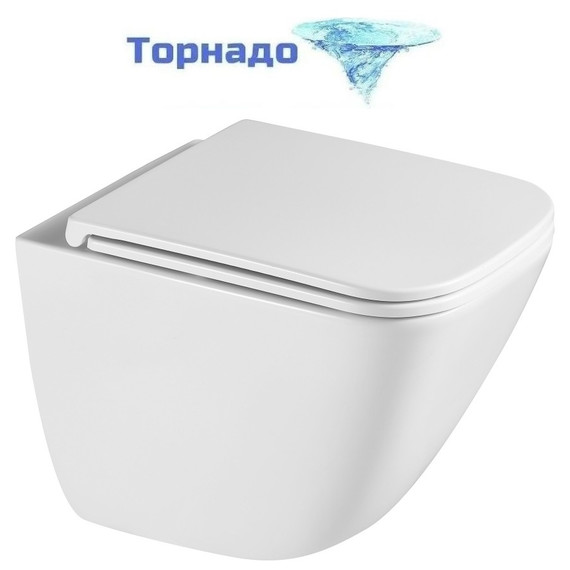 Унитаз подвесной безободковый Abber Rechteck AC1220TC с тонкой крышкой микролифт (Система смыва торнадо) - фото 