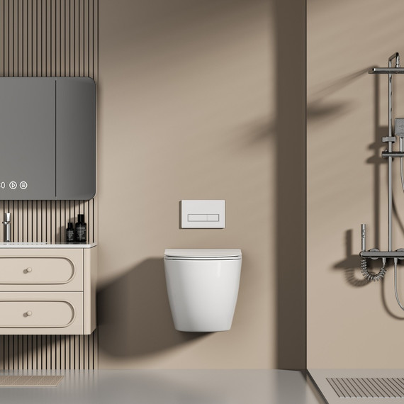 Унитаз подвесной безободковый Abber Ultra AC1301 с тонкой крышкой микролифт - фото 5