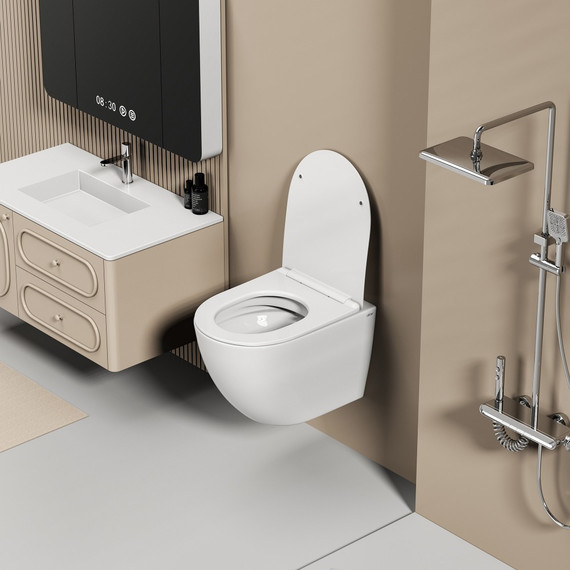 Унитаз подвесной безободковый Abber Ultra AC1301 с тонкой крышкой микролифт - фото 3