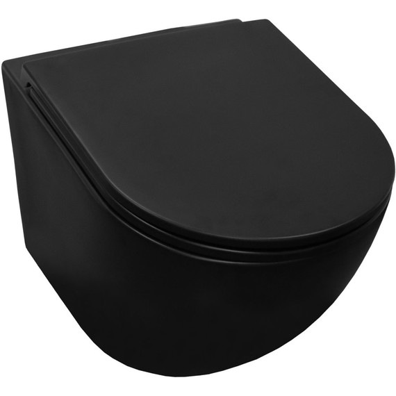 Унитаз подвесной безободковый Azario Grado AZ-0046N-MB с крышкой микролифт, чёрный матовый, Цвет производителя: чёрный матовый - фото 2