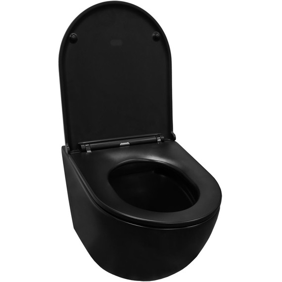 Унитаз подвесной безободковый Azario Grado AZ-0046N-MB с крышкой микролифт, чёрный матовый, Цвет производителя: чёрный матовый - фото 3