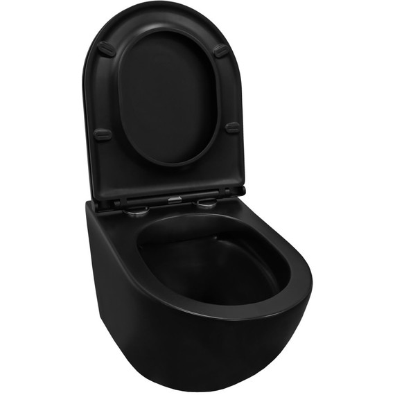 Унитаз подвесной безободковый Azario Grado AZ-0046N-MB с крышкой микролифт, чёрный матовый, Цвет производителя: чёрный матовый - фото 4