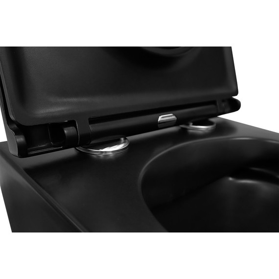 Унитаз подвесной безободковый Azario Grado AZ-0046N-MB с крышкой микролифт, чёрный матовый, Цвет производителя: чёрный матовый - фото 7