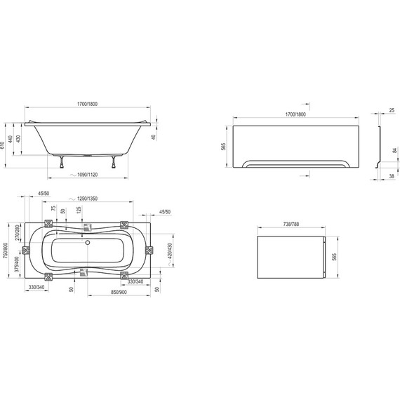 Панель боковая для ванны Ravak CAMPANULA II 80 см CZ00140A00 - фото 2