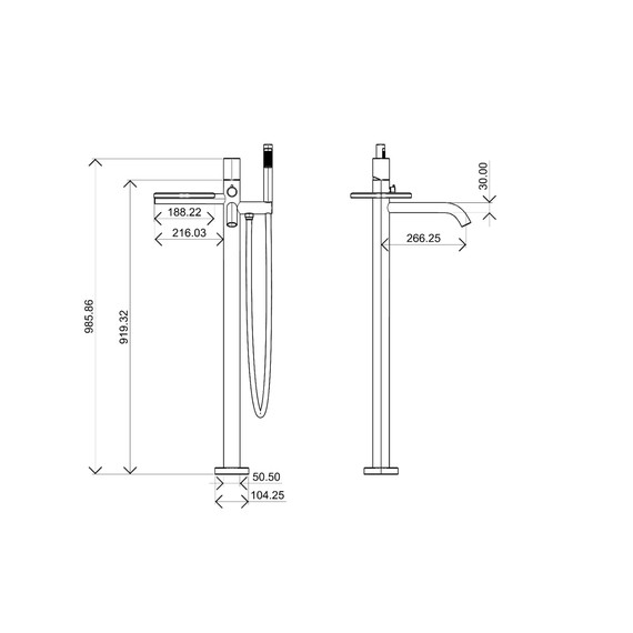 Смеситель для ванны напольный Boheme Stick 129-GM.3, графит - фото 2