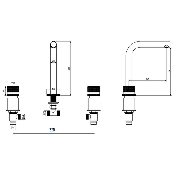 Смеситель для раковины Boheme Stick 152-GM.2, графит - фото 4