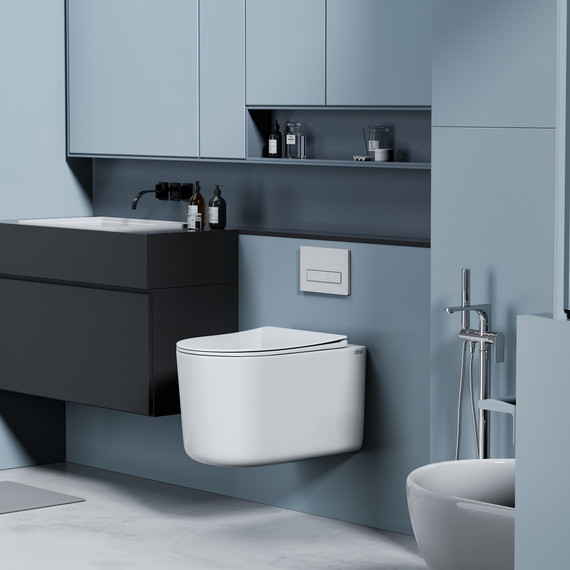 Унитаз подвесной безободковый Abber Ultra AC1302 с тонкой крышкой микролифт - фото 3